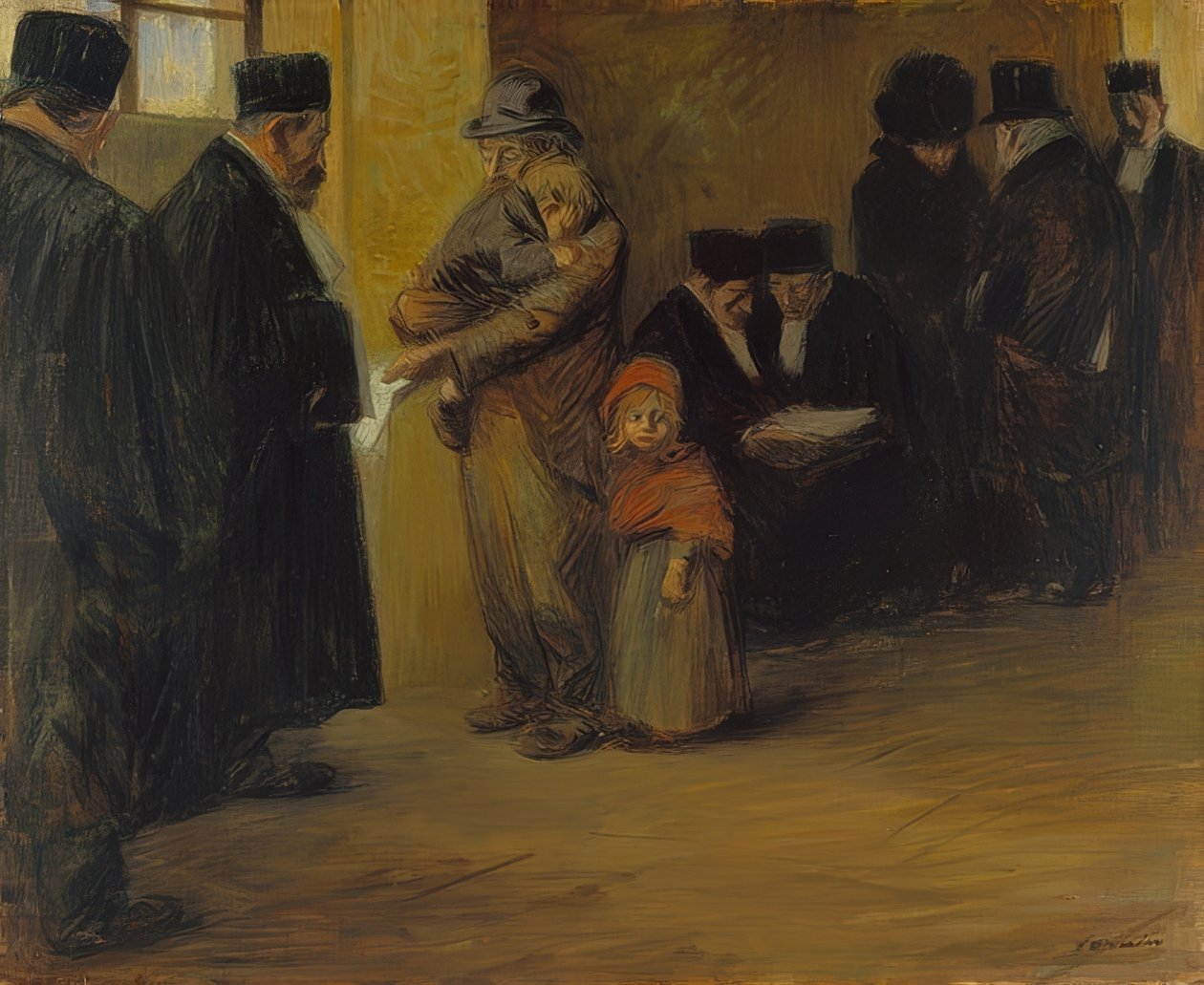 Jogi segítségnyújtás. Valószínűleg 1900-12 alkotó: Jean Louis Forain