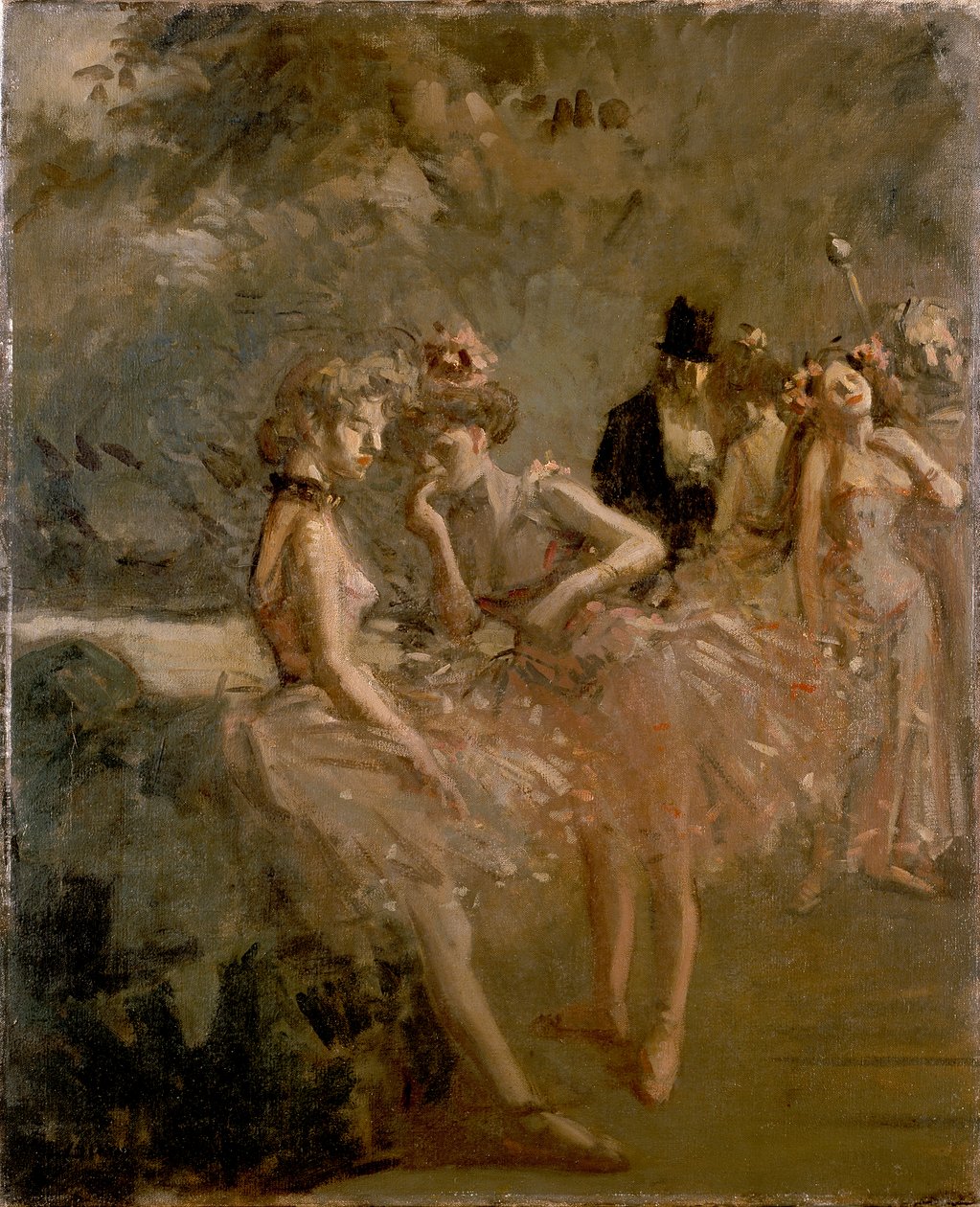 Jelenet egy színház szárnyaiban, 1870-1900 alkotó: Jean Louis Forain