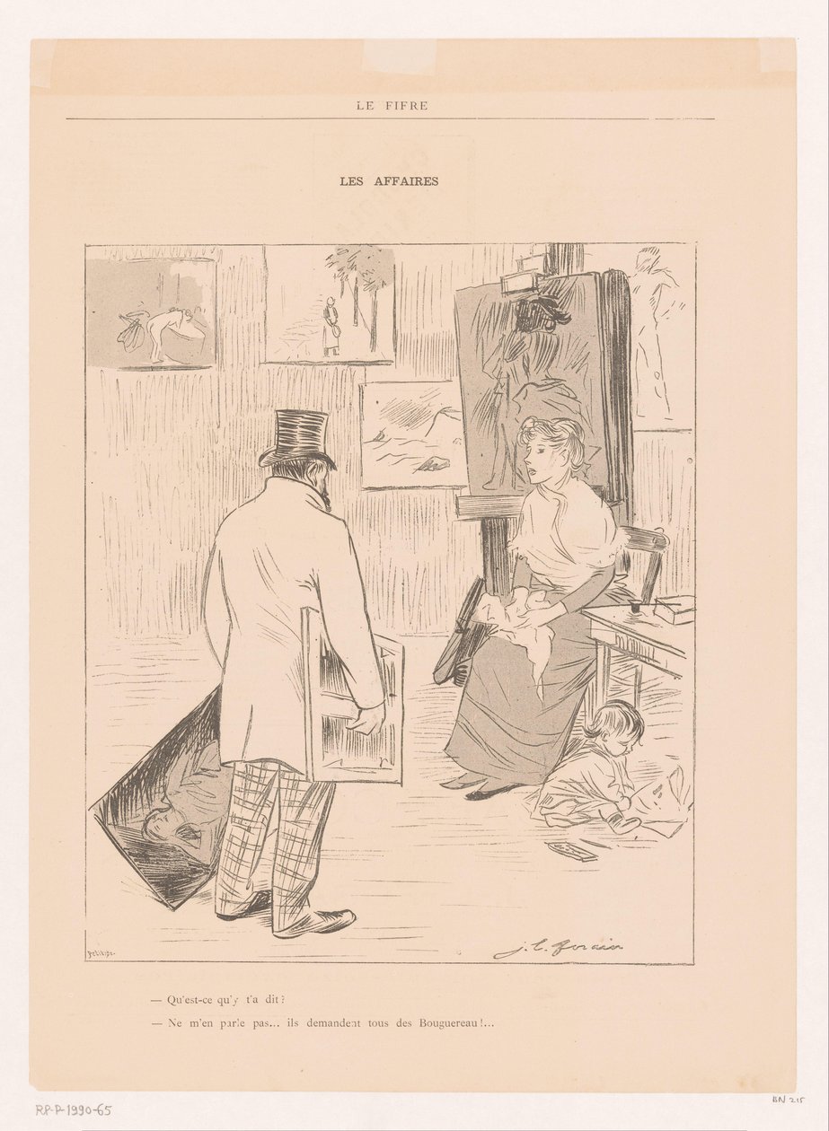 Festőcsalád a stúdióban Les Affaires (cím a tárgyon) alkotó: Jean Louis Forain
