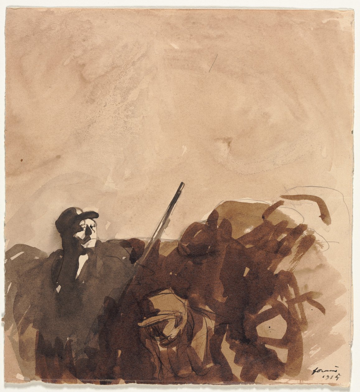 Katona az árokban recto fekvő nő verso, 1915. alkotó: Jean Louis Forain