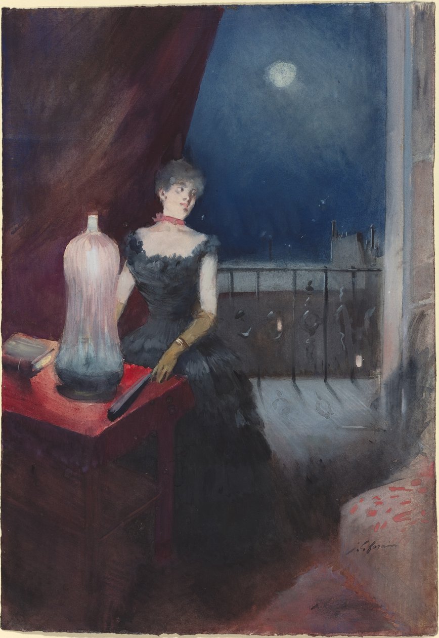 Álló nő legyezővel, valószínűleg 18801890. alkotó: Jean Louis Forain