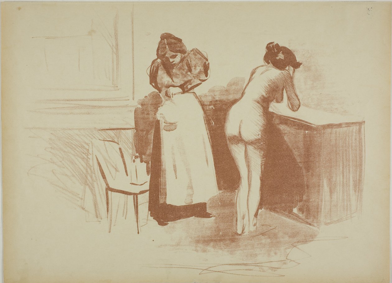 Masszázs durva hajú kesztyűvel, lemosóval és béléssel alkotó: Jean Louis Forain