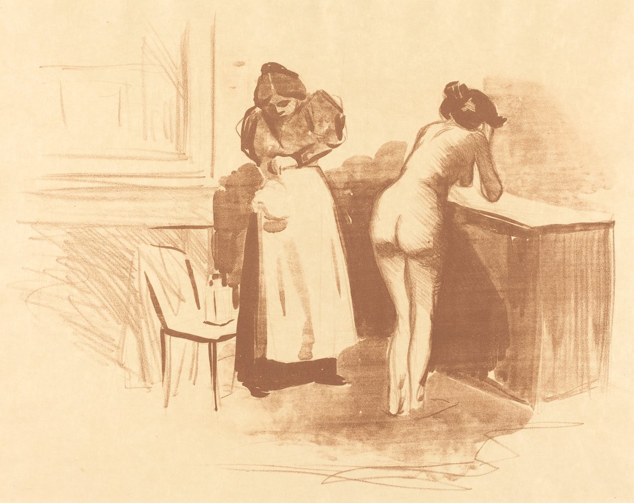 Masszázs durva hajú kesztyűvel alkotó: Jean Louis Forain