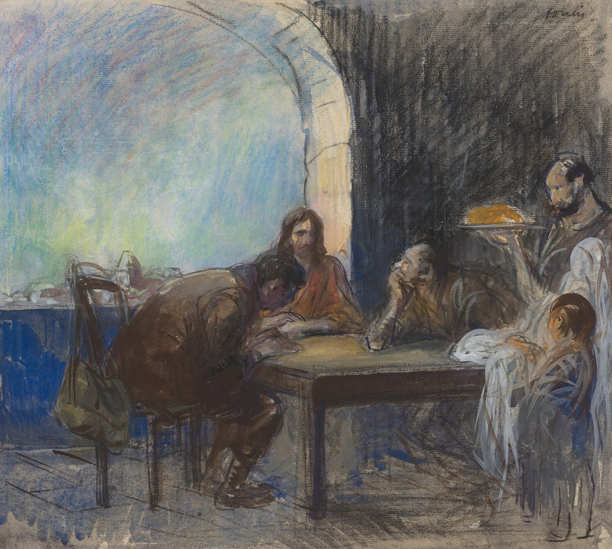 Az emmausi vacsora, esetleg c. 19121913. alkotó: Jean Louis Forain