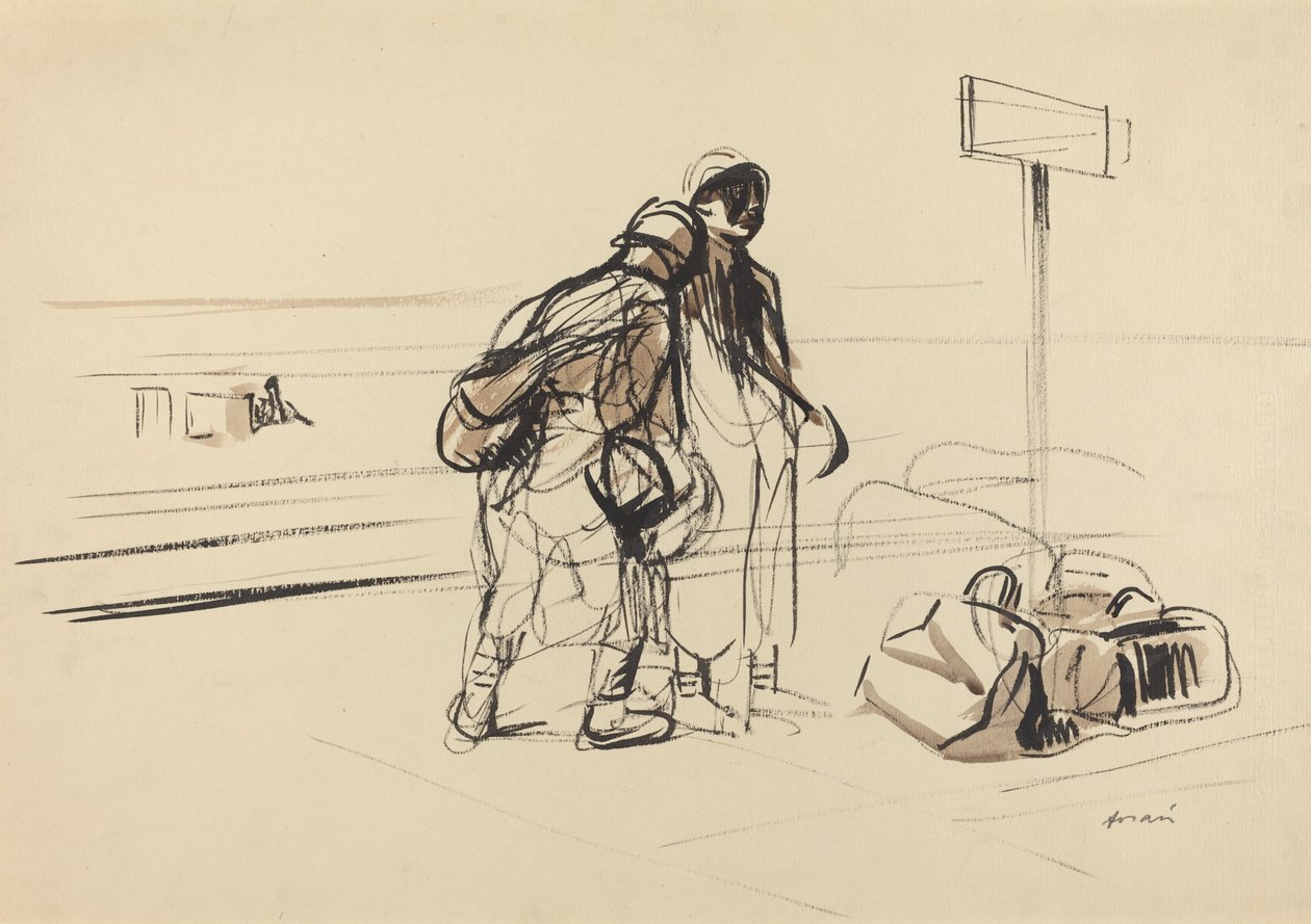 Két francia katona egy hirdetőtábla közelében alkotó: Jean Louis Forain