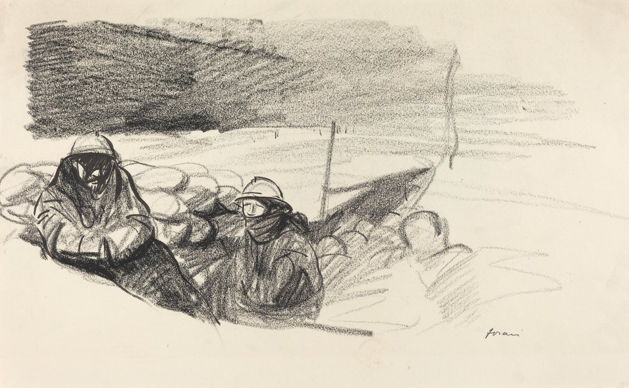 Két katona egy árokban alkotó: Jean Louis Forain