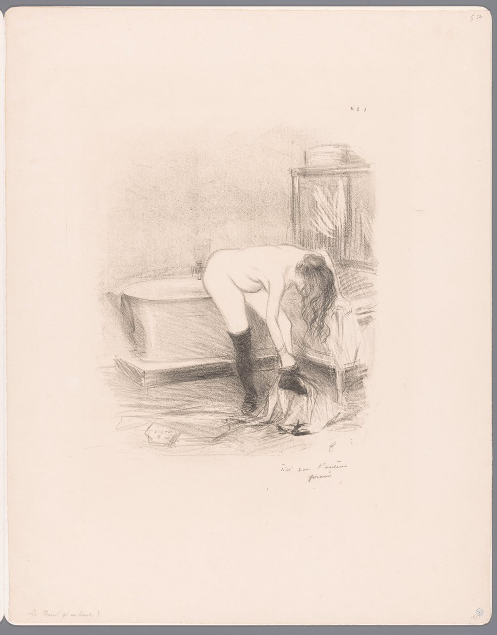 Nő levetkőzik a fürdőszobában Le bain alkotó: Jean Louis Forain