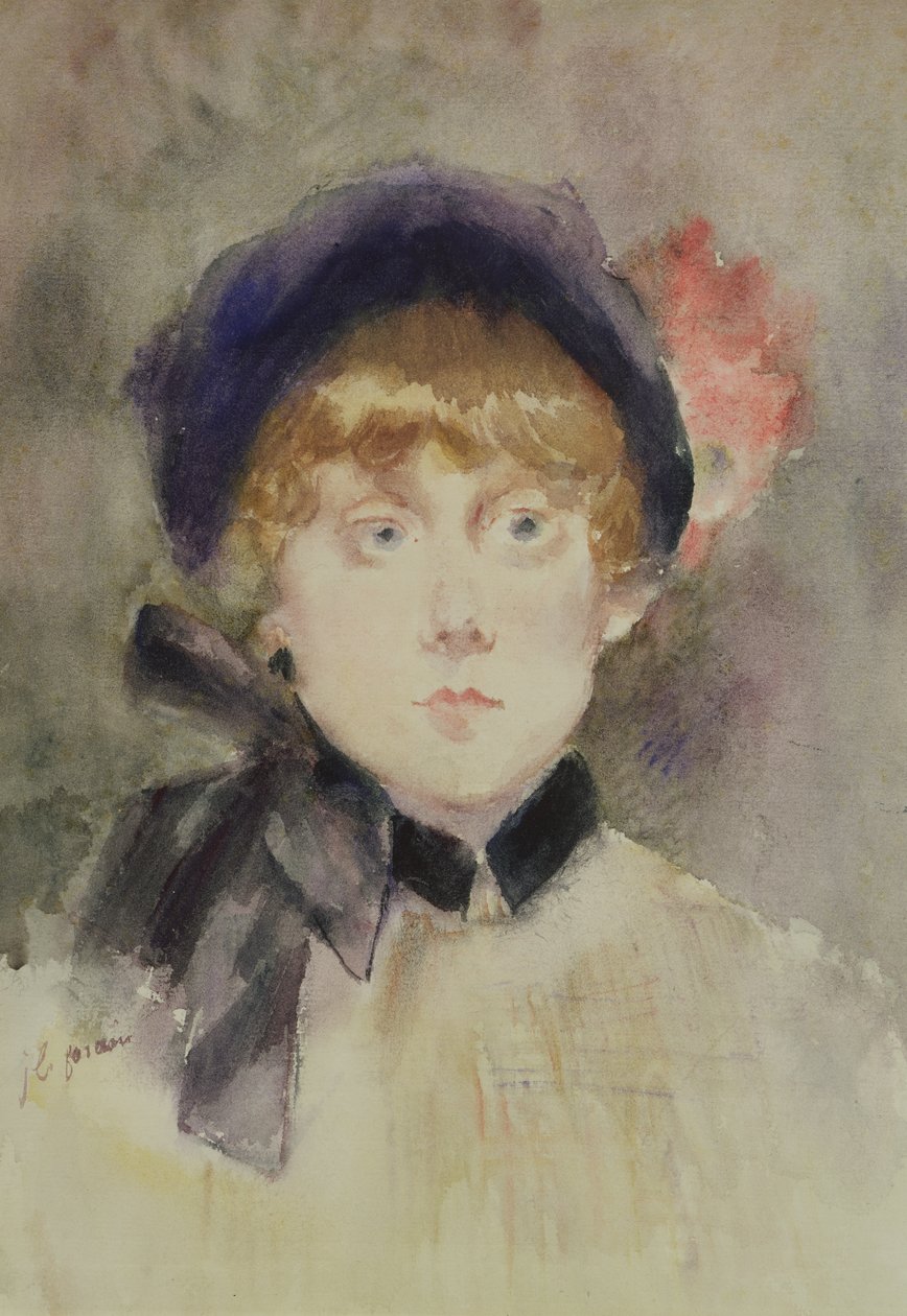Fiatal nő kék kalapban, 1883 (wc) alkotó: Jean Louis Forain