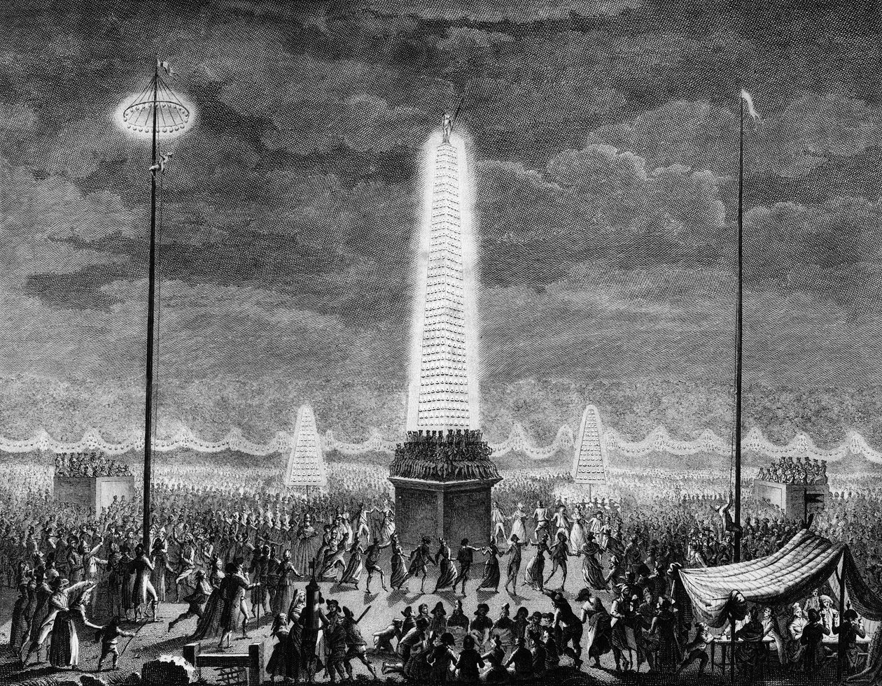 Francia forradalom: Fesztiválok és megvilágítások a párizsi Champs Elysees-n július 18-án alkotó: Jean Louis II (after) Prieur