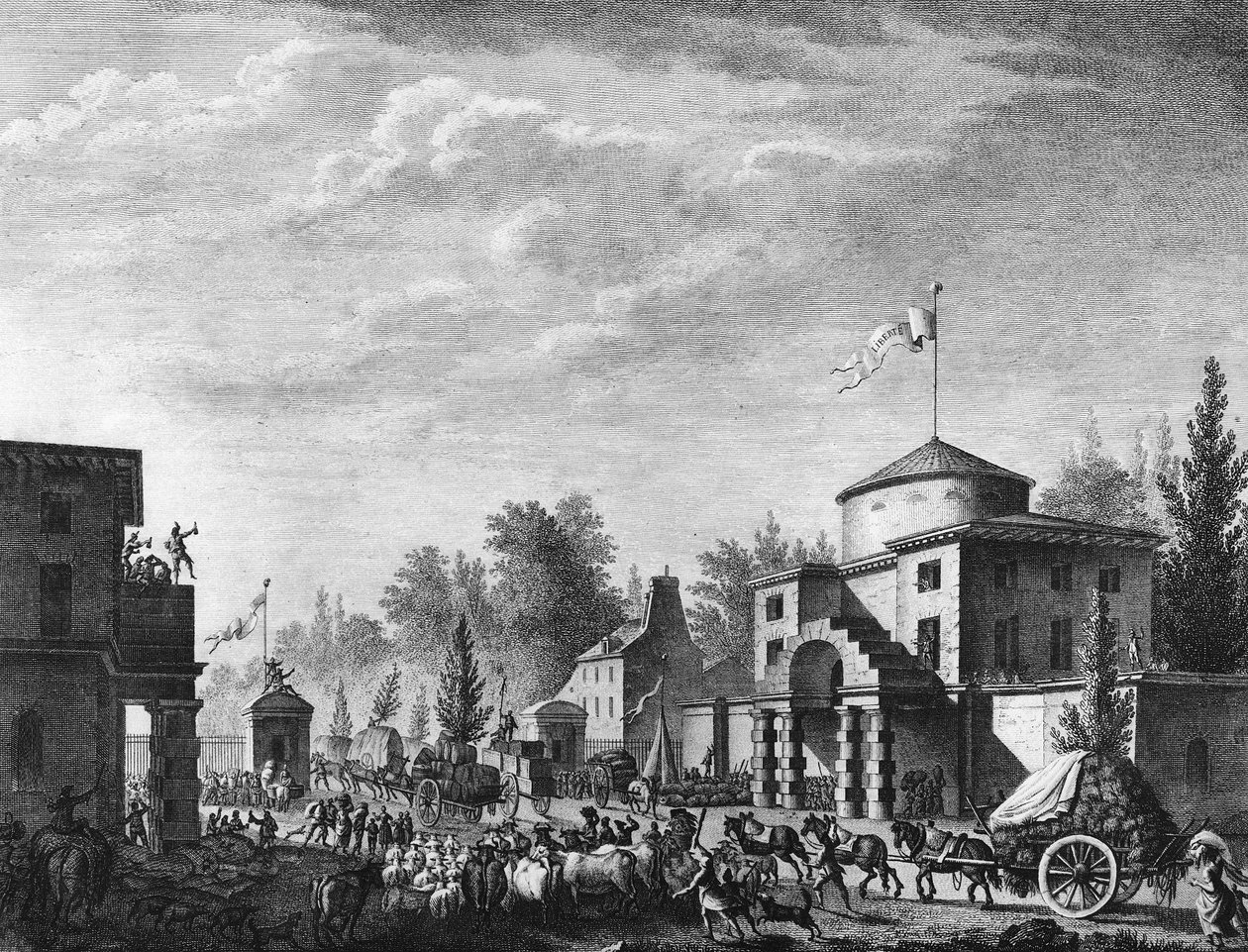 Francia forradalom: Ingyenes belépés a párizsi sorompóra május 1-jén alkotó: Jean Louis II (after) Prieur