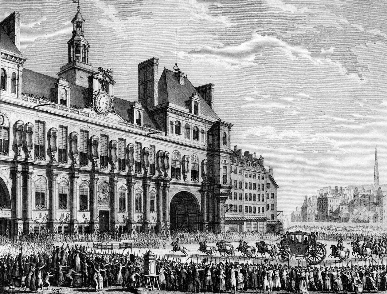 Francia forradalom: XVI. Lajos király (1754-1793) július 17-én érkezik Parsi városházára alkotó: Jean Louis II (after) Prieur