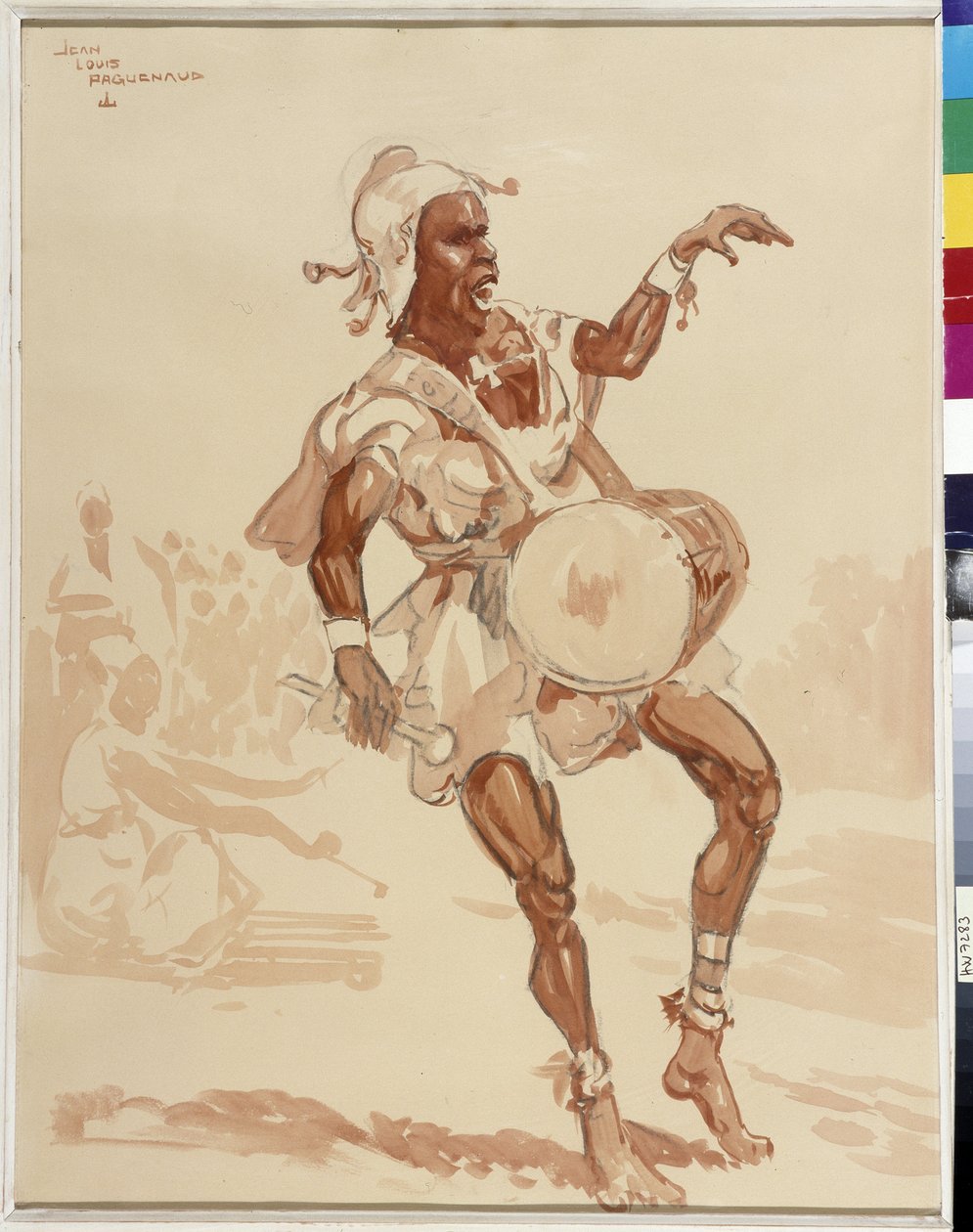 afrikai zenész (akvarell) alkotó: Jean Louis Paguenaud