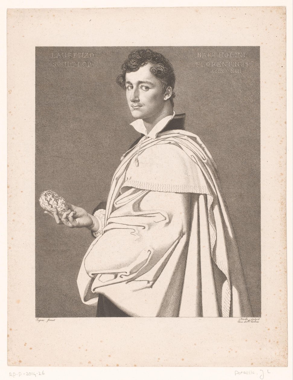 Lorenzo Bartolini szobrász portréja alkotó: Jean Louis Potrelle