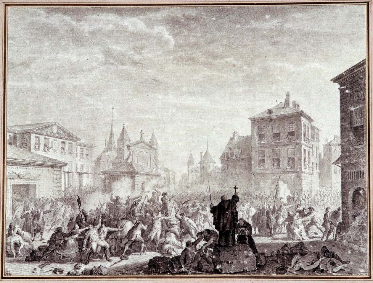 Francia forradalom: „”A hazafiak lemészárlása Montaubanban alkotó: Jean Louis the Younger Prieur