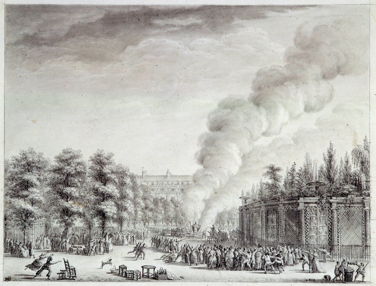 Francia forradalom: A pápa modellje leégett a Palais-Royalban, április 6 alkotó: Jean Louis the Younger Prieur