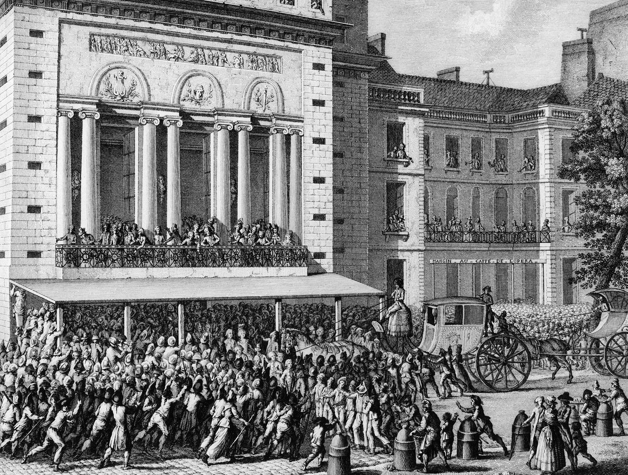 Francia forradalom: A forradalmárok július 12-én bezárják a párizsi operát alkotó: Jean Louis the Younger Prieur
