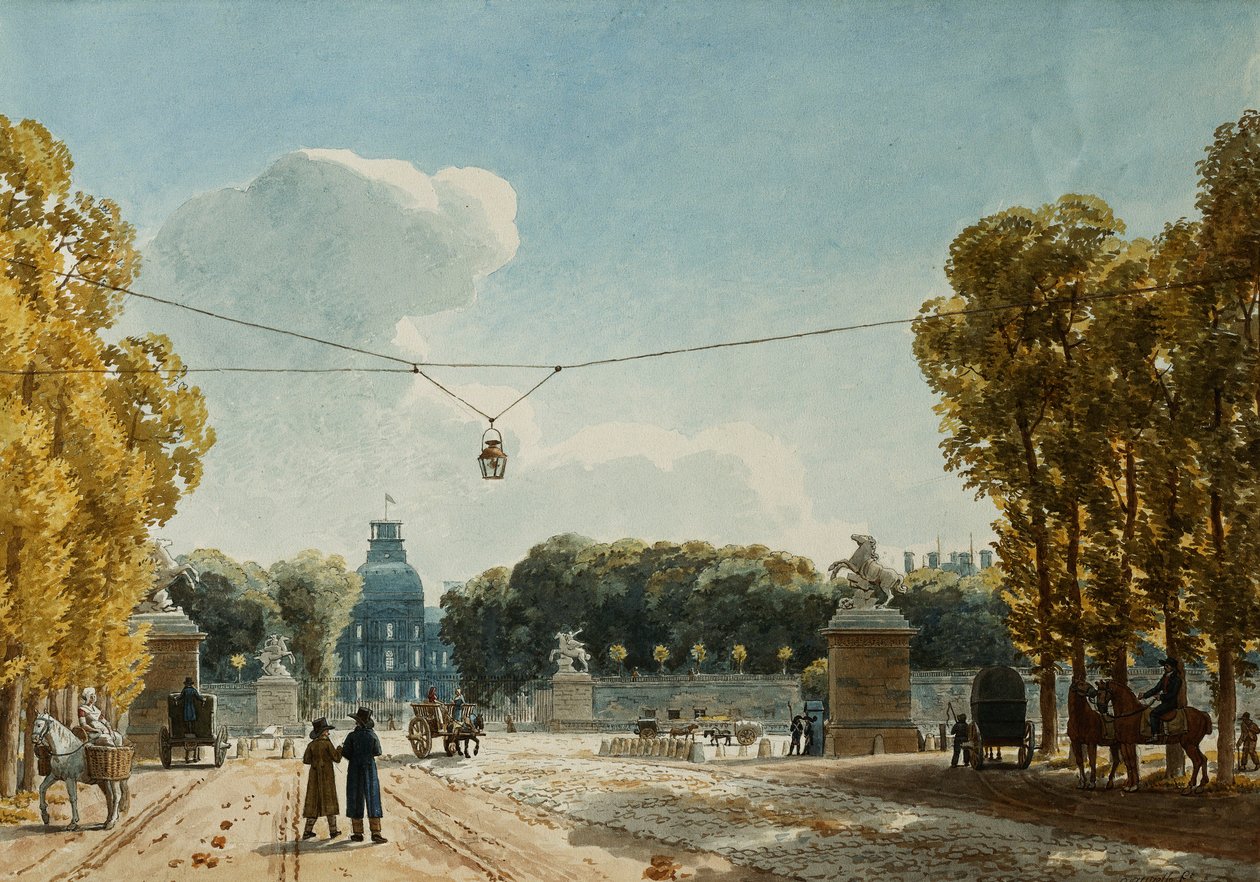 Kilátás a Tuileriákra a Champs-Elysees felől, alkotó: Jean Lubin Vauzelle