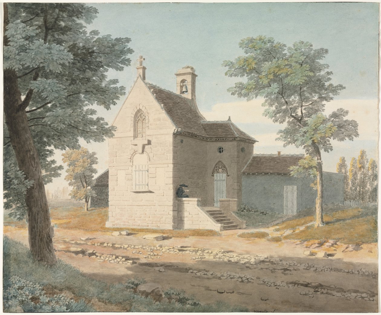 Templom út mellett, 1700-as évek vége-1800-as évek. alkotó: Jean Lubin Vauzelle