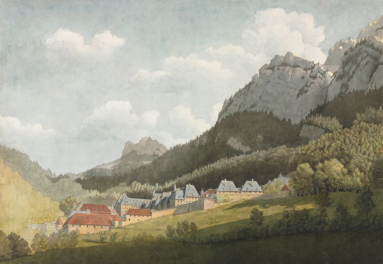A Grande Chartreuse tája, 1700-as évek vége-1800-as évek. alkotó: Jean Lubin Vauzelle