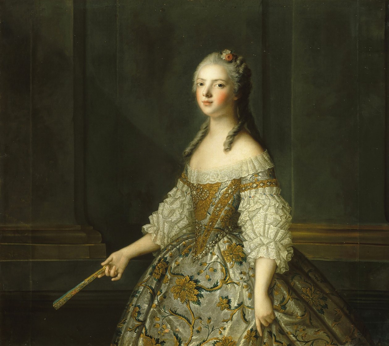 Lady Adelaide, Franciaország 1732-1800, Legyezőt tart, kb. alkotó: Jean Marc Nattier