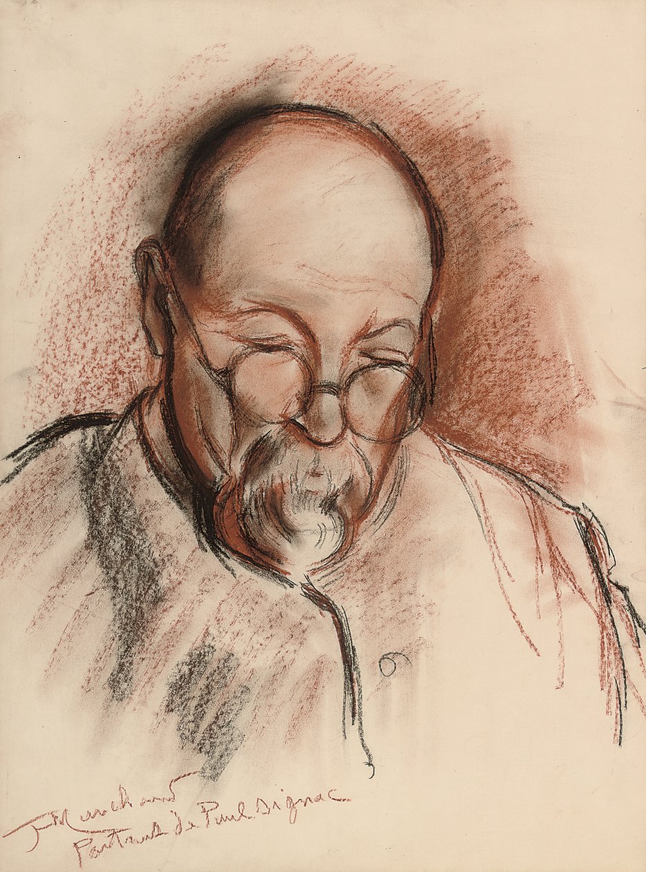 Paul Signac portréja (faszén és kréta papíron) alkotó: Jean Marchand
