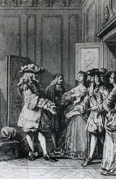 Illusztráció a LImpromptu de Versailles-ból, Moliere (1622-73), metszett D. Nee alkotó: Jean Michel the Younger Moreau