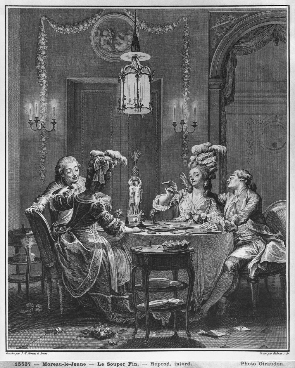 Az ínyenc vacsora, metszett Isidore Stanislas Helman (1743-1809) 1781 alkotó: Jean Michel the Younger Moreau