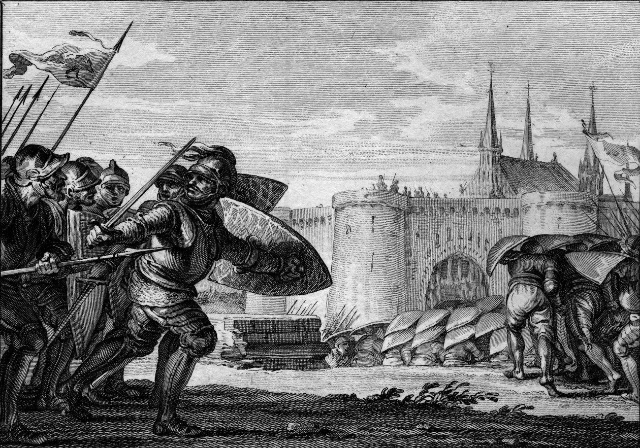 A viking hadsereg megtámadja Saint Germain des Pres-t (Saint-Germain-des-Pres) és apátságát. 9. század (II. Kopasz Károly uralkodása). Jean Michel Moreau metszete, az ifjabb Moreau (1741-1814) alkotó: Jean Michel the Younger Moreau