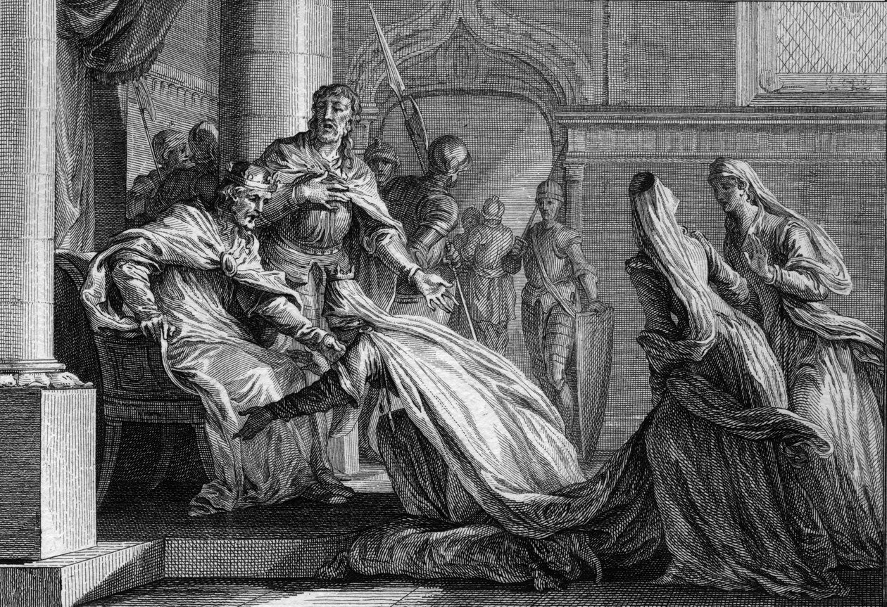 A francia Emma (894-934), Nagy Hugues (897-956) nővére leborul a lábára. Mariee-nak van burgundi Raoulja (vagy Rodolphe, 890-936), bátyja kérésére úgy döntött, hogy férjének adja Franciaország koronáját, és kijelentette: „jobb csókolja meg alkotó: Jean Michel the Younger Moreau