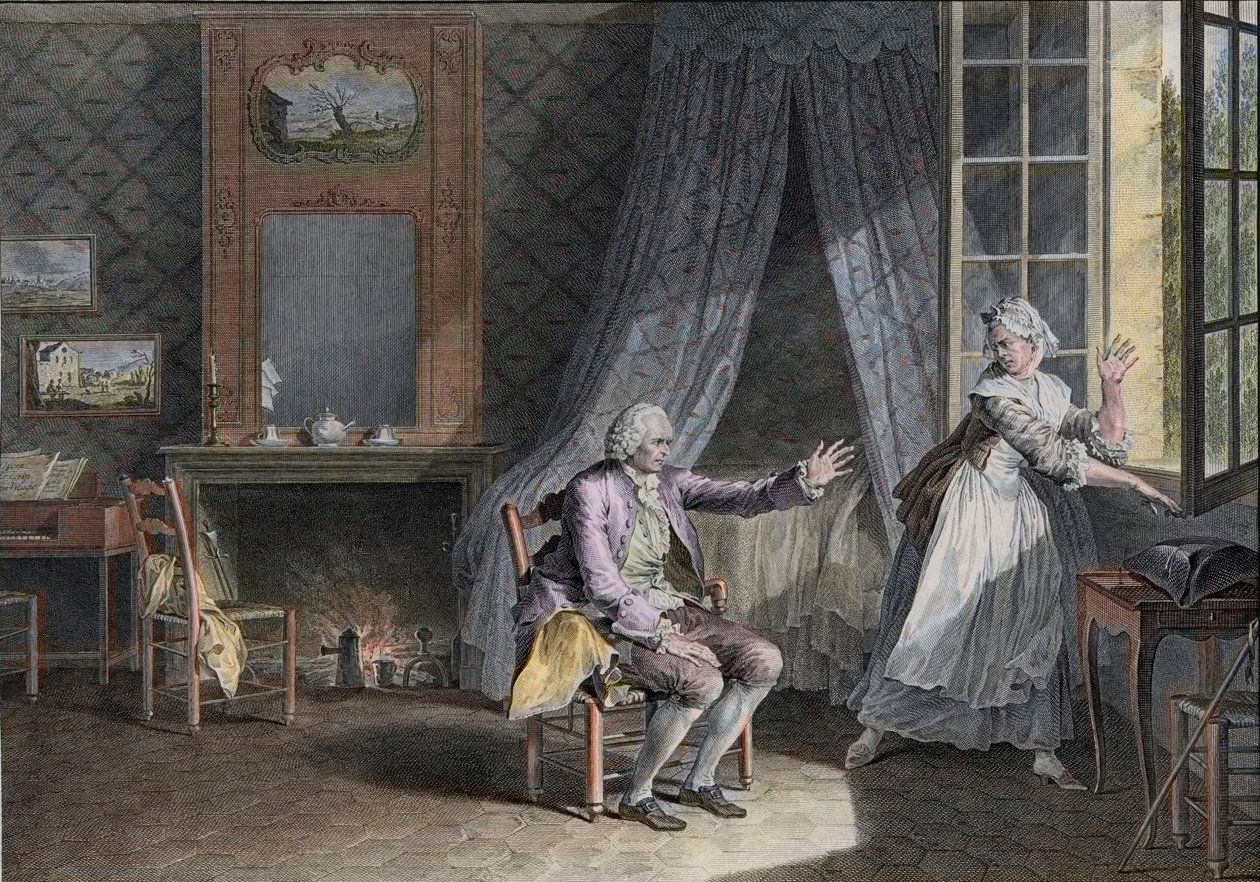Jean Jacques Rousseau utolsó szavai (1712-1778), genfi ​​angolul beszélő író. Metszet a 18. század végéről, Moreau le Jeune Les Dernieres Paroles nyomán Jean-Jacques Rousseau Moreau nyomán, Jean-Michel alkotó: Jean Michel the Younger Moreau
