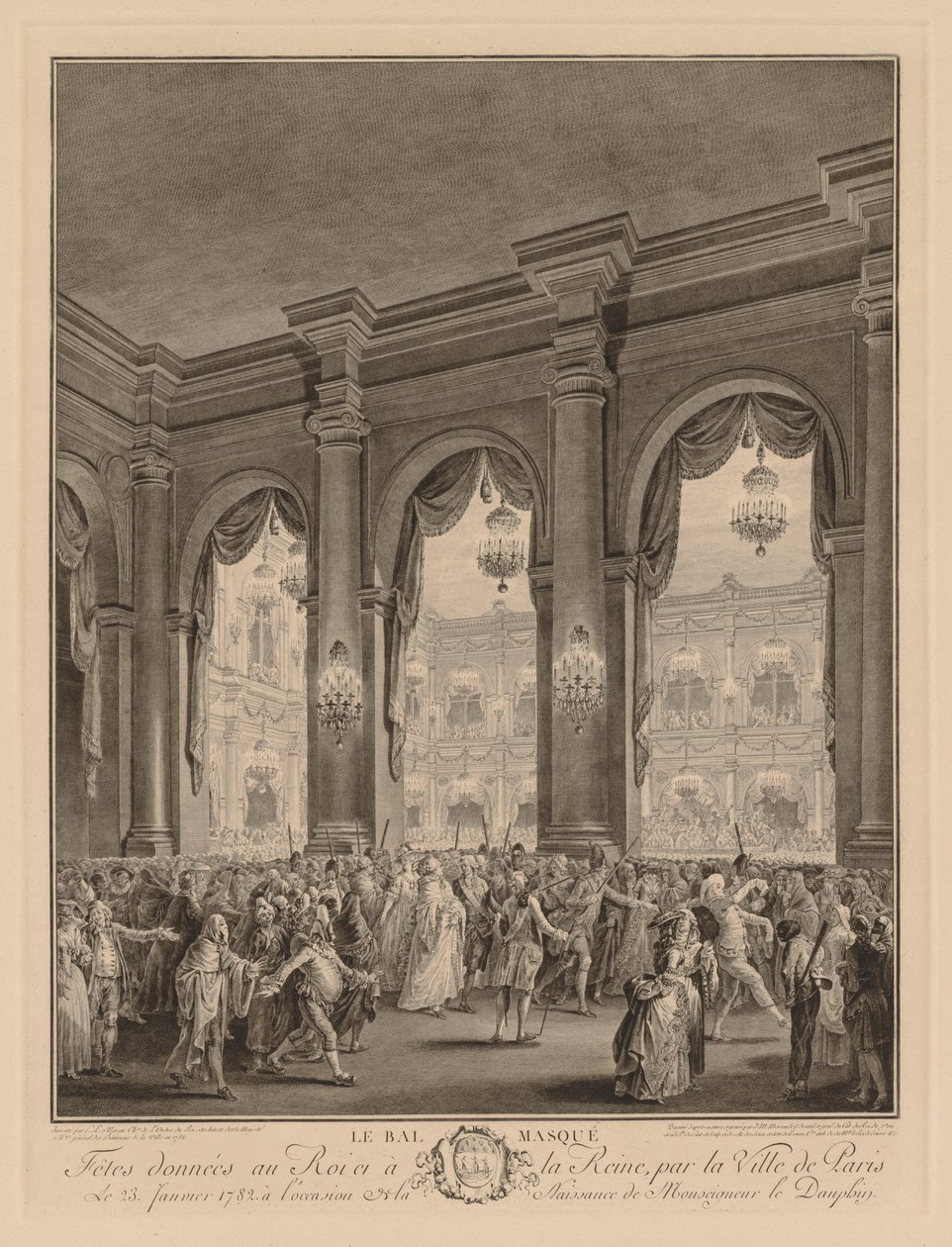 Álarcosbál a Hôtel de Ville-ben, 1782. január 23-án alkotó: Jean Michel the Younger Moreau