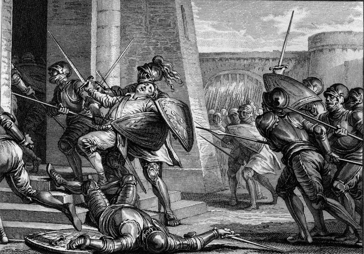 Róbert Erőd meghalt (körülbelül 815-866), Franciaország hercege a brissarthe-i csata során, 866-ban, szembeszállva a frankkal a breton és viking hadsereggel. Jean Michel Moreau metszete, Moreau le Jeune (1741-1814) alkotó: Jean Michel the Younger Moreau