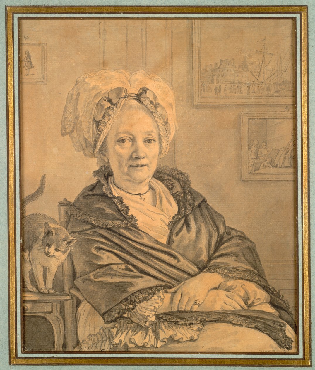 Ülő nő macskával, c. 1776. alkotó: Jean Michel the Younger Moreau