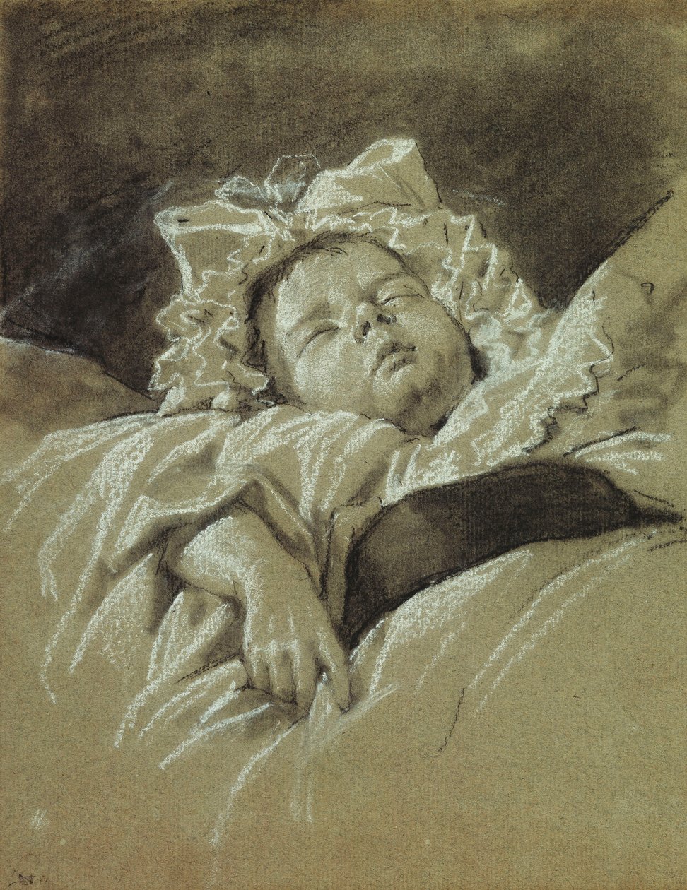 Egy alvó gyermek feje, alkotó: Jean Michel the Younger Moreau