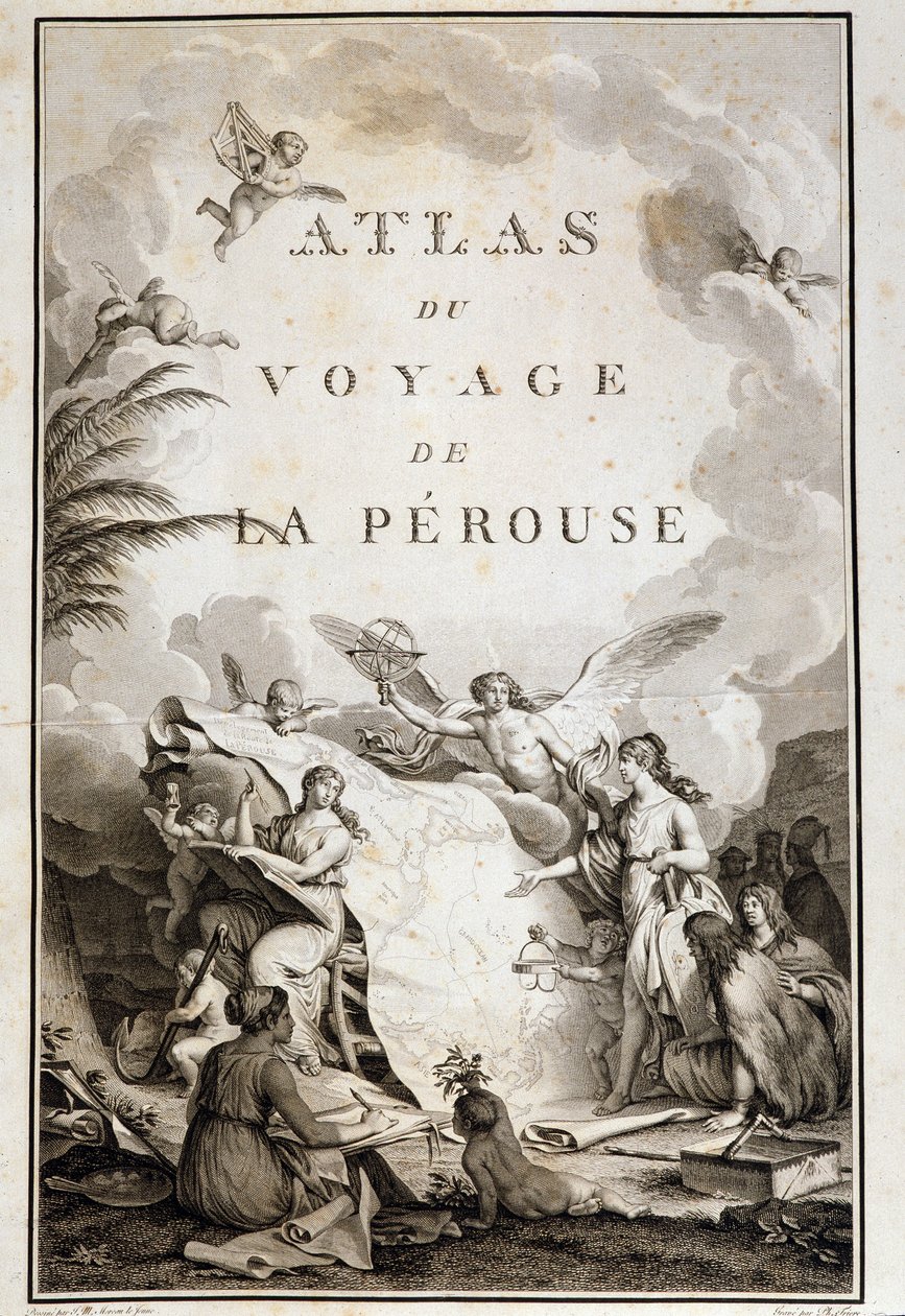 „” Atlas du voyage de La Perouse „” címoldala (Jean-Francois Galaup, Comte de La Perouse (Jean Francois Laperouse) alkotó: Jean Michel the Younger Moreau