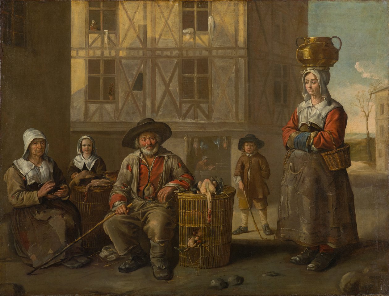 Egy baromfikereskedő és egy kezét melegítő öregasszony, 1652 körül (olaj, vászon) alkotó: Jean Michelin