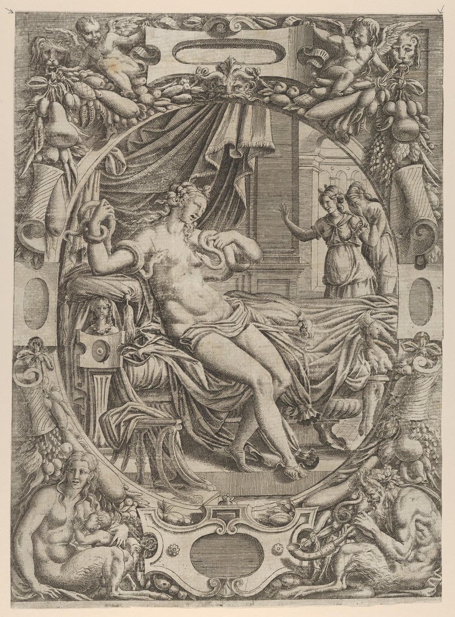 Kleopátrát megharapta egy őszirózsa, 1535-55. alkotó: Jean Mignon