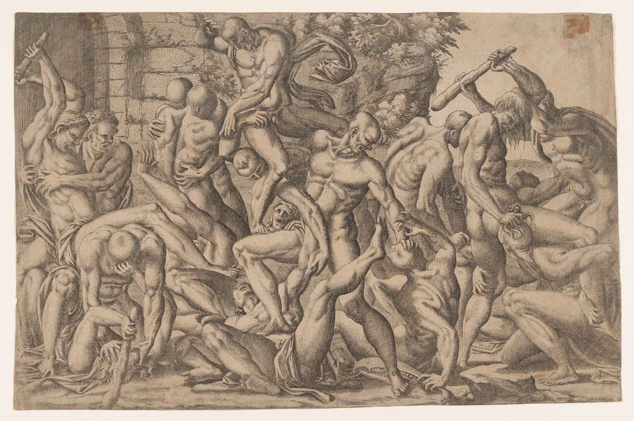 Meztelen férfiak harca, 1535-55. alkotó: Jean Mignon