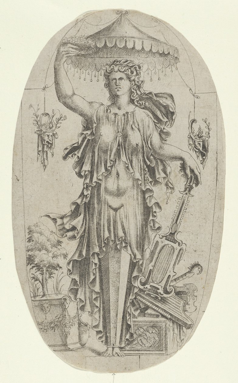 Hangszeres nő alakjában kifejezés, 1535-55. alkotó: Jean Mignon