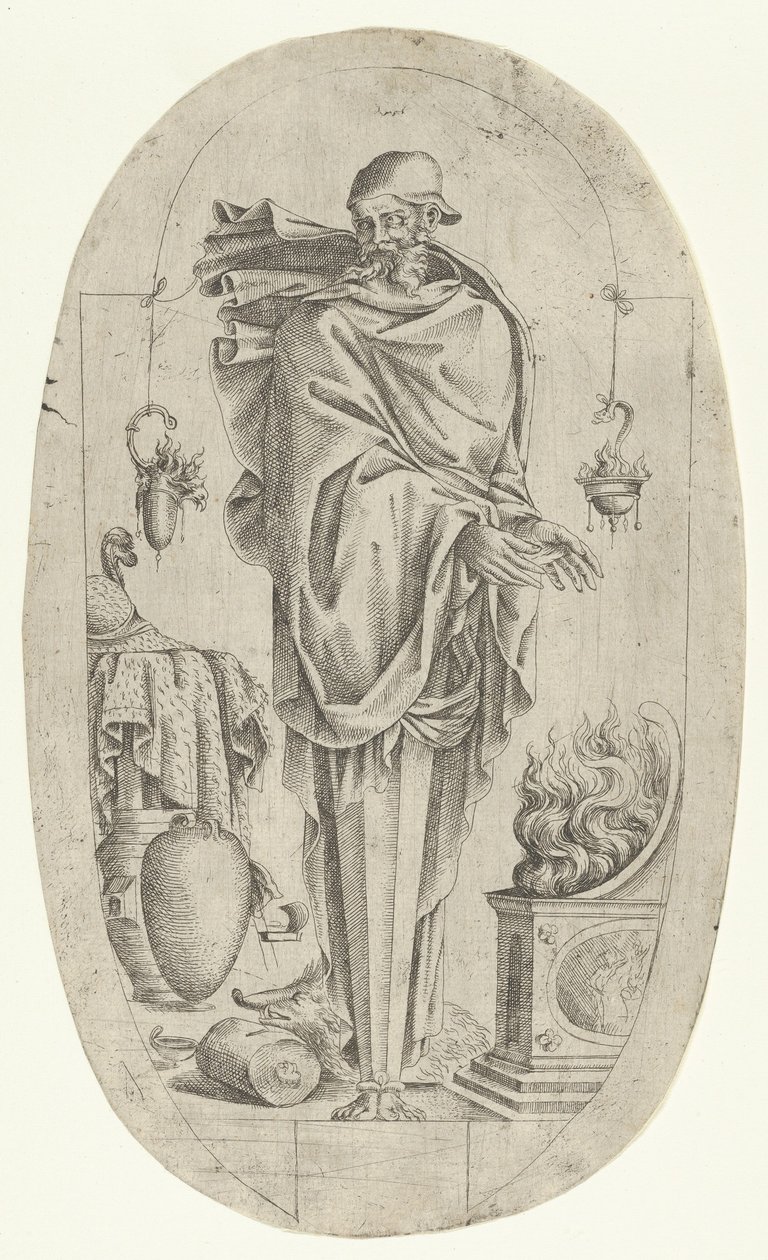 Kezét melegítő öregember formájában kifejezés, 1535-55. alkotó: Jean Mignon