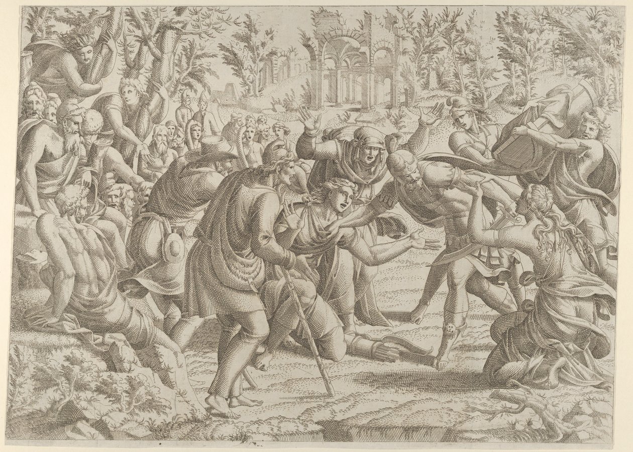 Az áruló bűn, amelyet a pásztorok vittek be a Traianus-táborba, 1535-55. alkotó: Jean Mignon