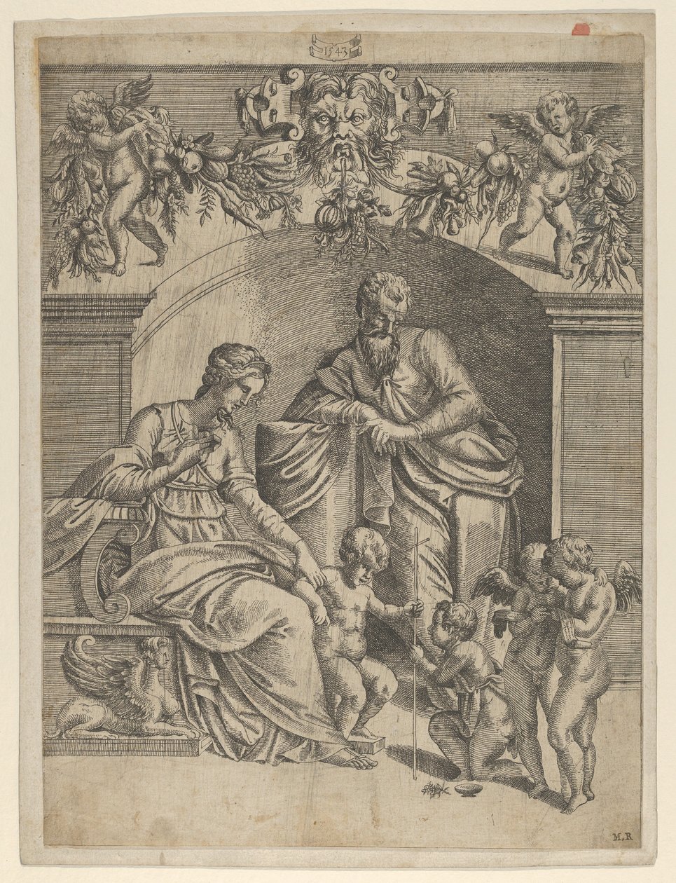 Szent János által imádott Szűz kisded Jézussal, 1543. alkotó: Jean Mignon