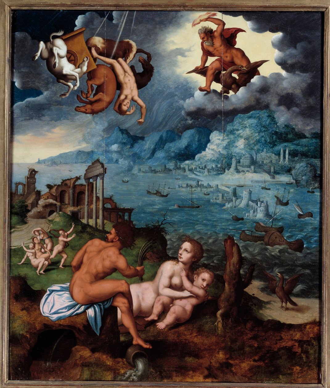 Phaeton bukása Phaeton (Phaethon), aki nem tudta irányítani a Helios tankot, Zeusz eltalálta, és az Eridan folyóba esett. Claude Mignon (1535-1555) festménye 16. századi Rouen, Musee des Beaux Arts alkotó: Jean Mignon