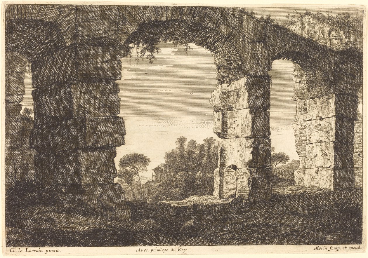 Egy vízvezeték romjai alkotó: Jean Morin after Claude Lorrain