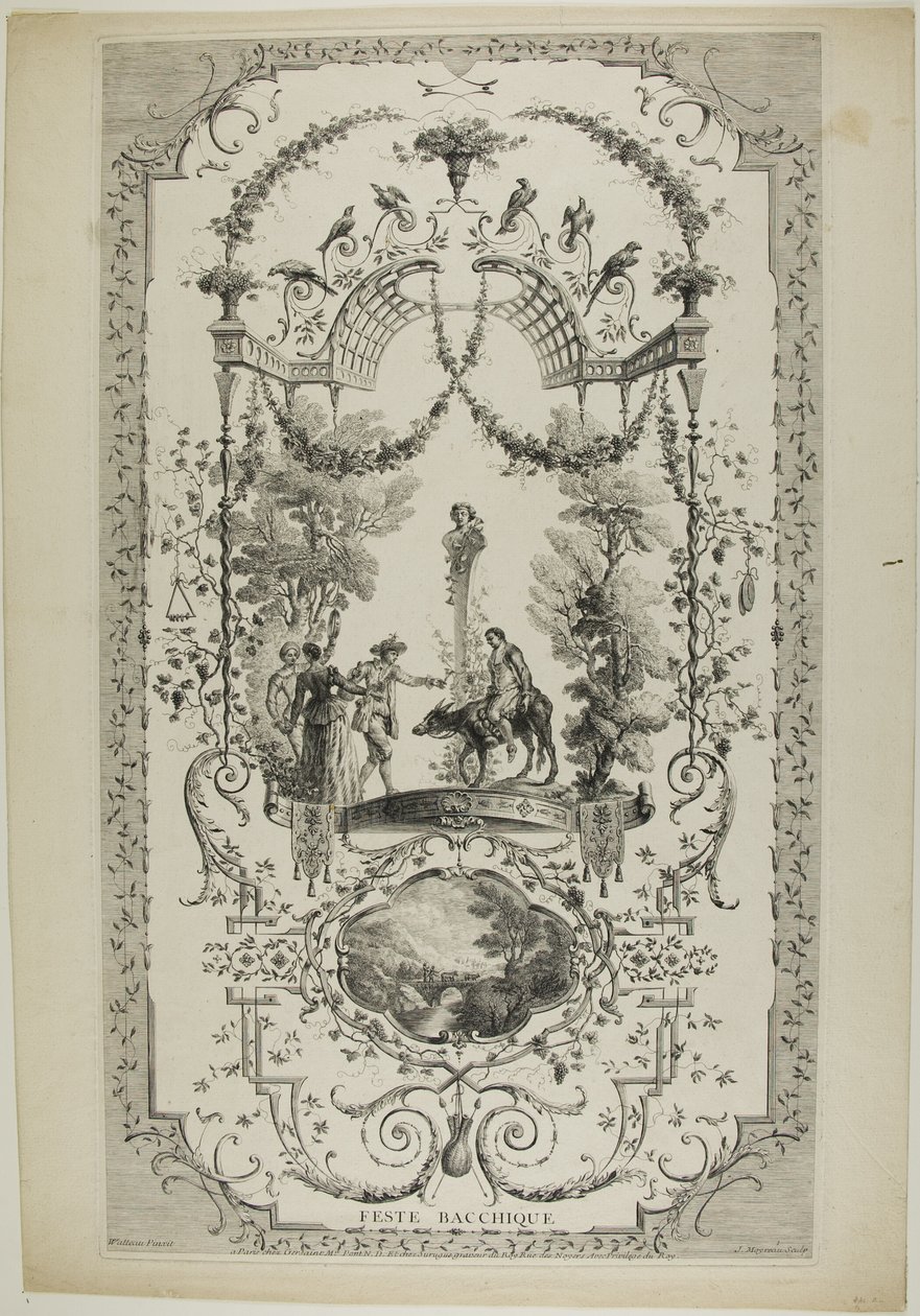 Feste Bacchique, 97. tábla "Antoine Watteau művei"-ből. alkotó: Jean Moyreau
