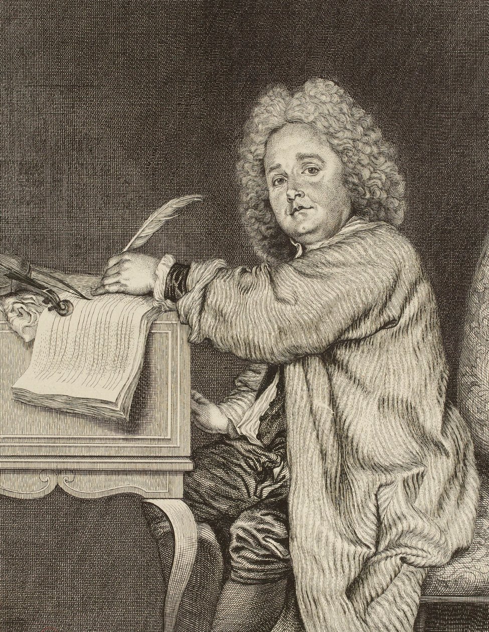 Jean-Féry Rebel zeneszerző portréja 1666-1747, 1718 után. alkotó: Jean Moyreau