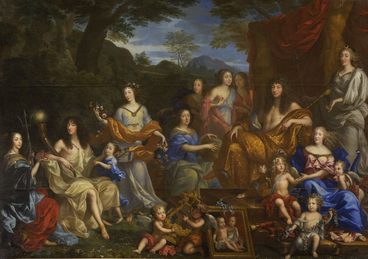 Francia: Portrait mythologique de la famille de Louis XIV Mythological portrait of Louis XIV and the royal family (XIV. Lajos és a királyi család mitológiai portréja) alkotó: Jean Nocret