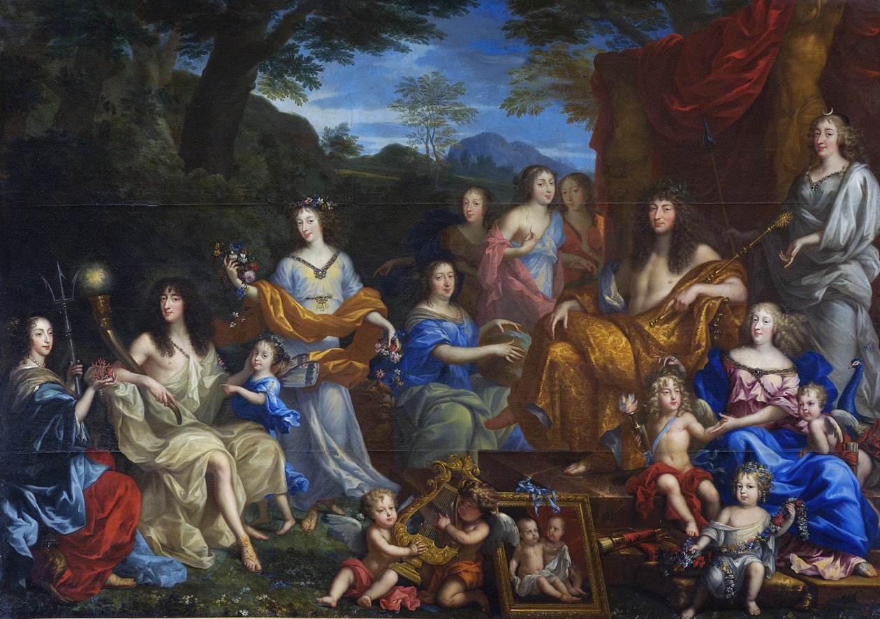 Francia: Portrait mythologique de la famille de Louis XIV Mythological portrait of Louis XIV and the royal family (XIV. Lajos és a királyi család mitológiai portréja) alkotó: Jean Nocret
