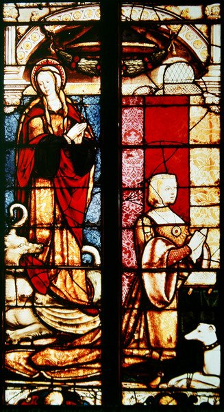 Az adományozó, Osztrák Margit és védőszentje, Szent Margit portréja, 1527-29 alkotó: Jean Orquois Antoine Noisin