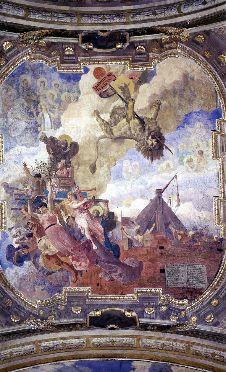 A toulouse-i városháza mennyezete: Jean Paul Laurens Simon de Montfort halálának allegóriája alkotó: Jean Paul Laurens